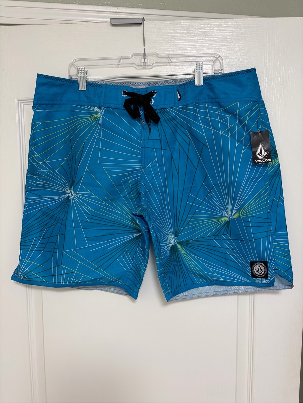Volcom Men’s Teal Blue Geometric Swim Shorts